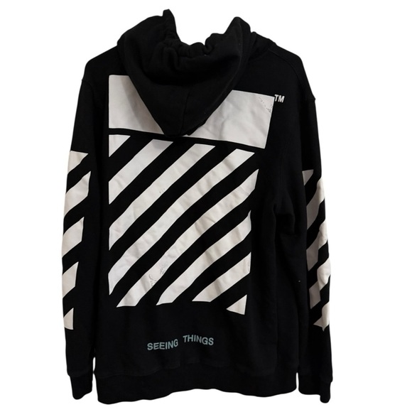 Off-White Seeing Things Hoodie Black Medium Diagonal Stripes Caravaggio Graphic - Picture 6 of 9